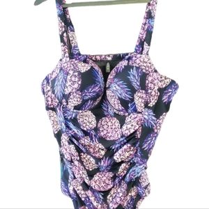 Women's TORRID Size 4R One Piece Swim Bathing Suit Blue/Pink RN148862